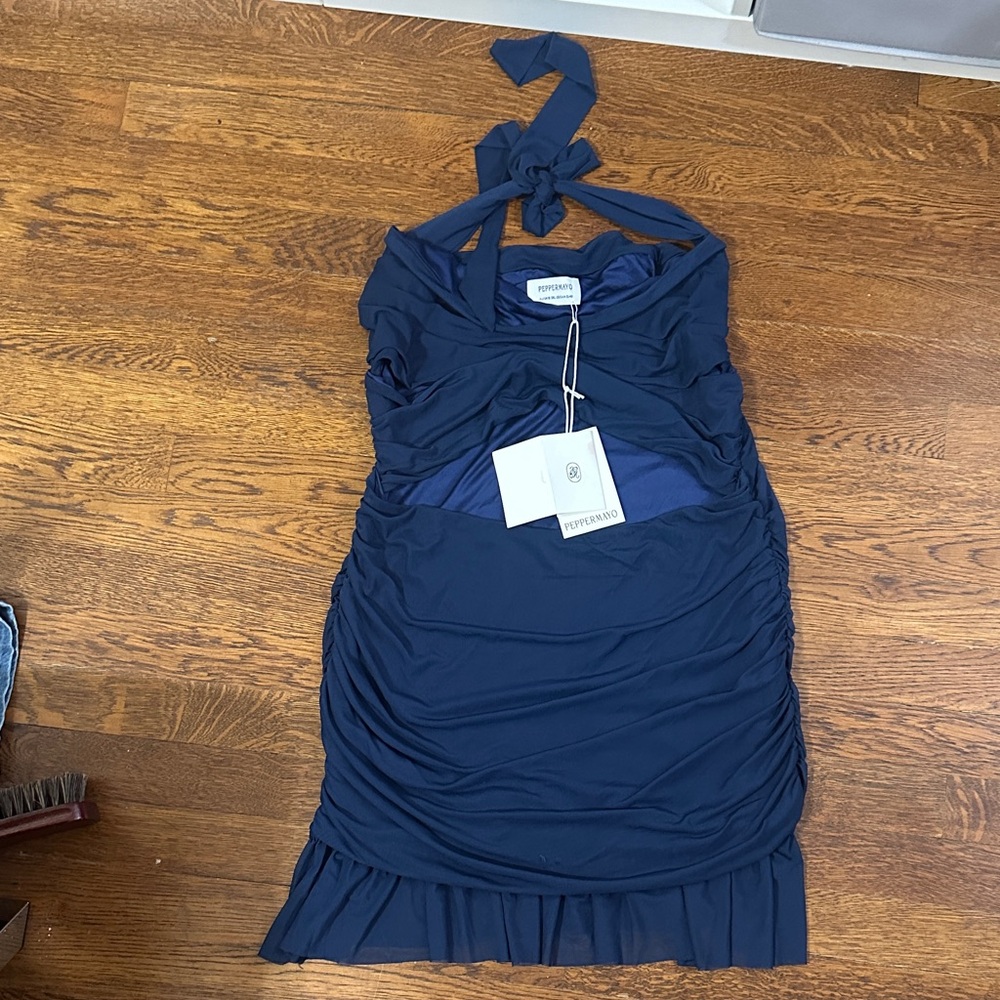Peppermayo Navy Halter Mini Dress